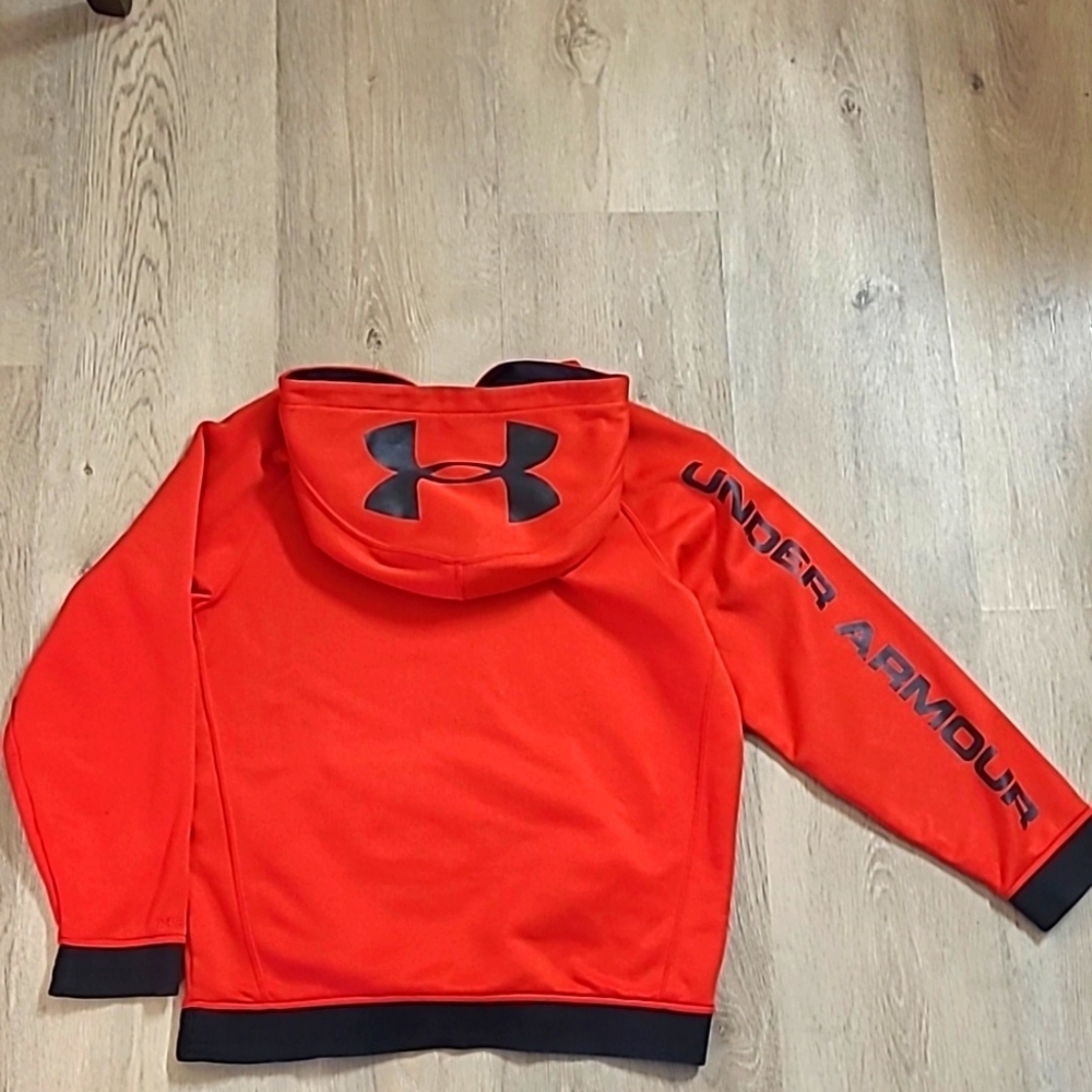 Under armour HOODY ORANGE/ RED Size yxl - Picture 6 of 8